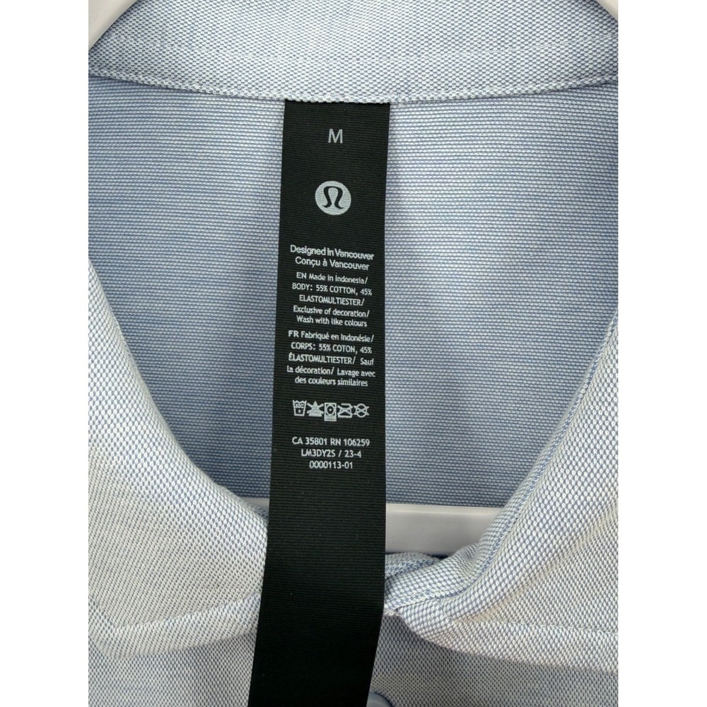 Lululemon Evolution Polo Shirt Mens Medium Blue Short Sleeve - Picture 5 of 7